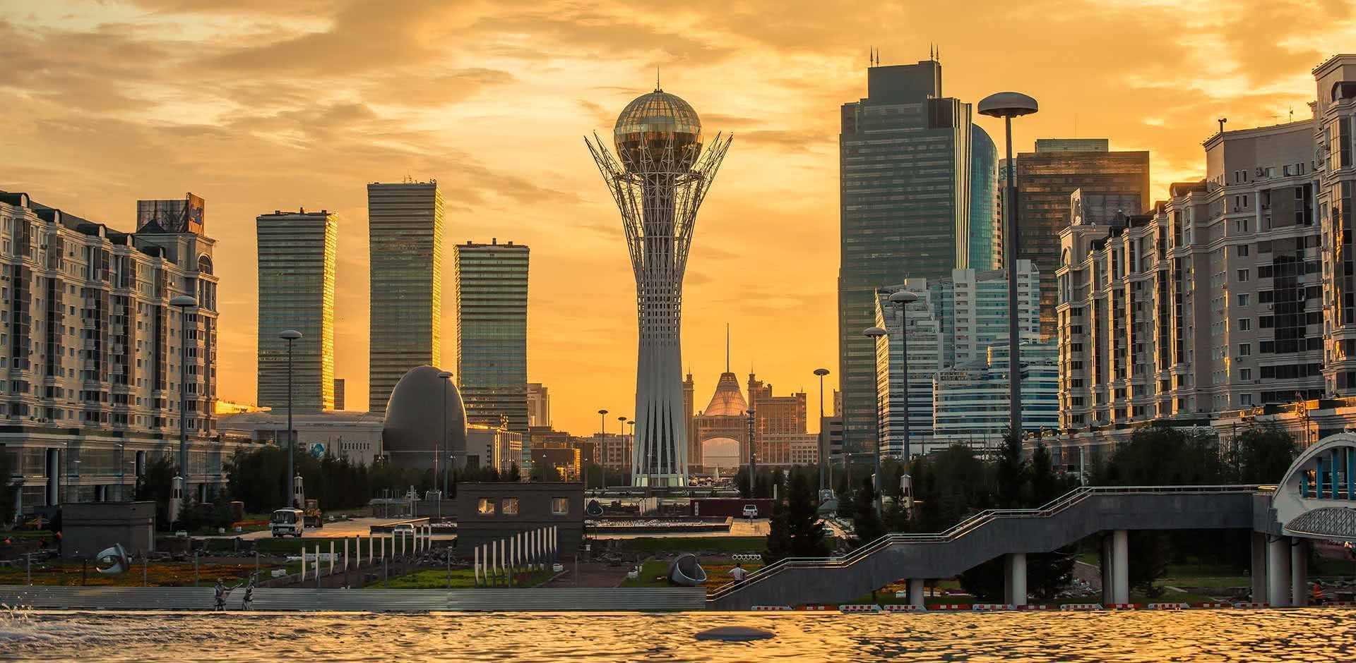Beautiful Cityscape of Astana at sunset